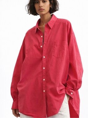 THE FRANKIE SHOP Melody Oversized Organic Cotton-Poplin - Pink